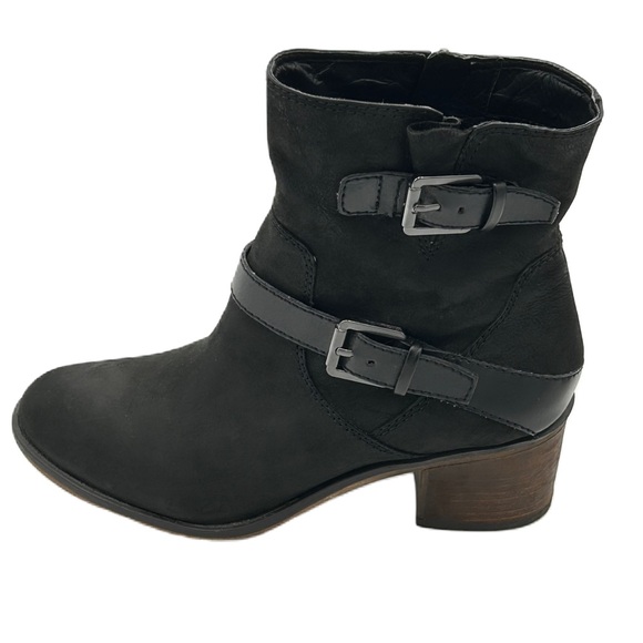 Franco Sarto Shoes - Franco Sarto Larisa 2 Womens Ankle Boot US Size 7 Leather Zip Buckles Moto Black